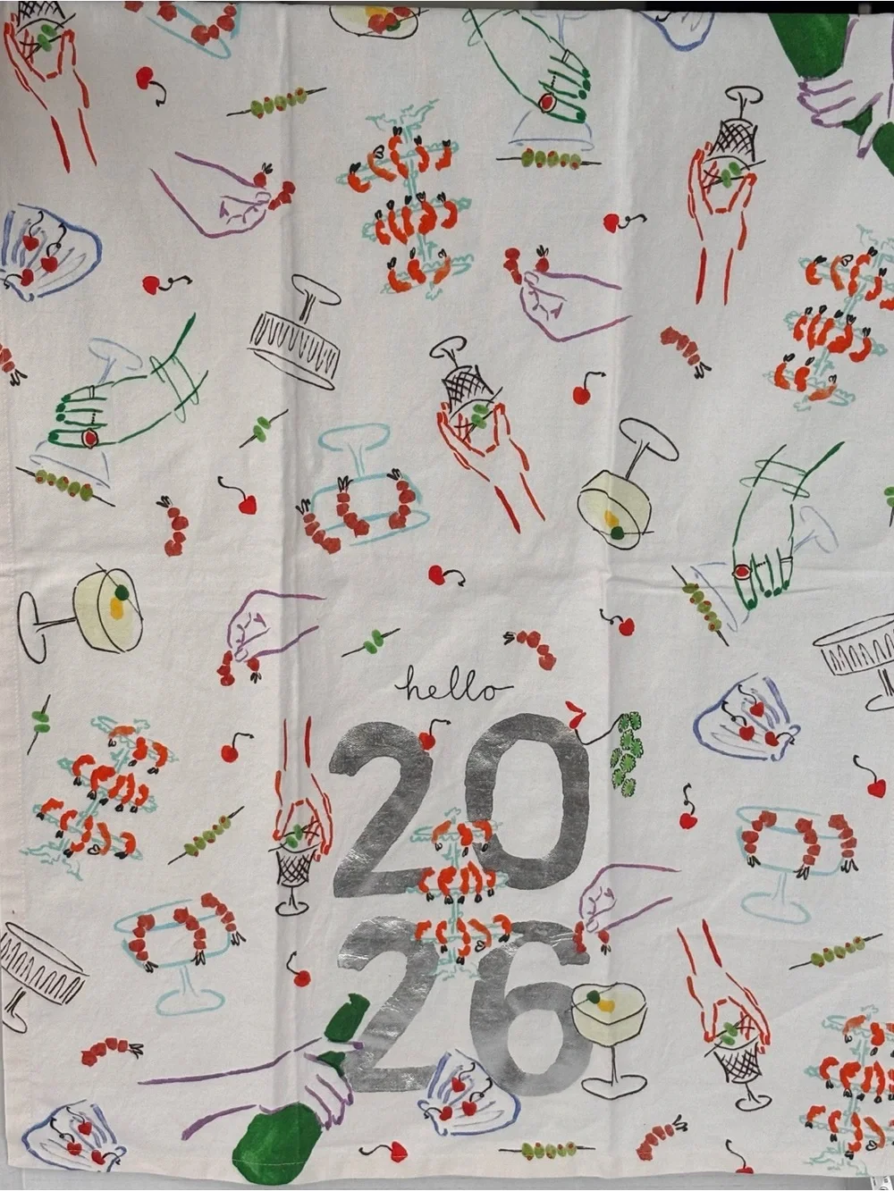 Anthropologie Phthalo Ruth Dish Tea Towel Bar Hello 2026 Drinks Celebration NEW